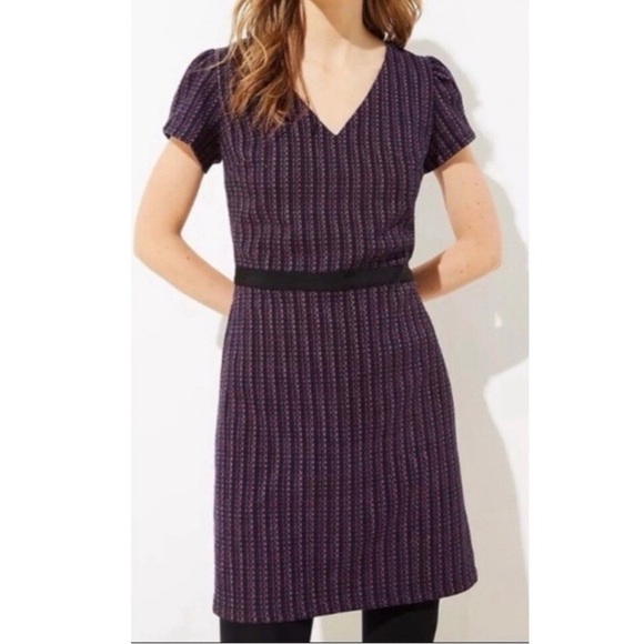 LOFT Dresses & Skirts - LOFT V-Neck Tweed Mini Dress – Size 6